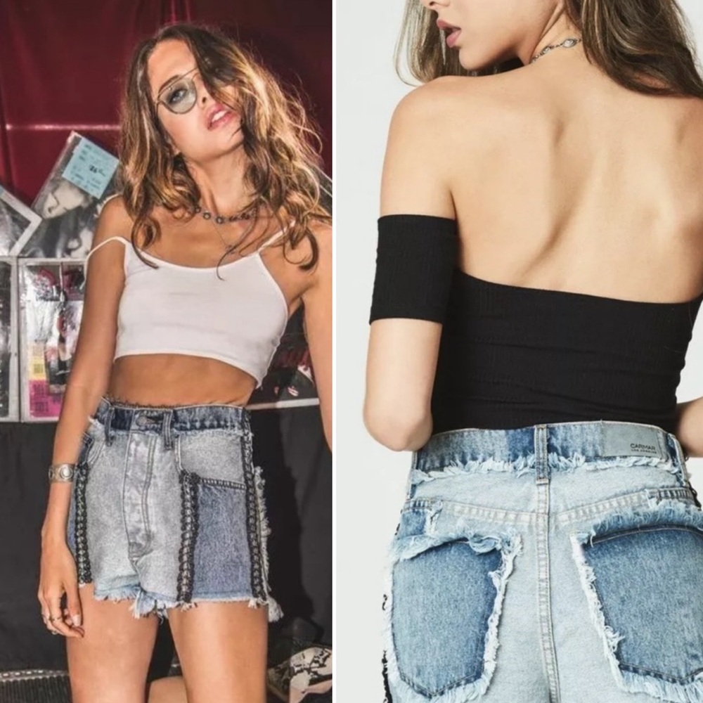 Carmar Patchwork & Chain Button Fly 2 Tone Denim … - image 1